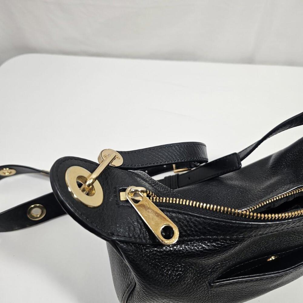 MICHAEL Michael Kors Raven Medium Leather Messenger Bag Black With Gold Hardwear - Picture 6 of 15